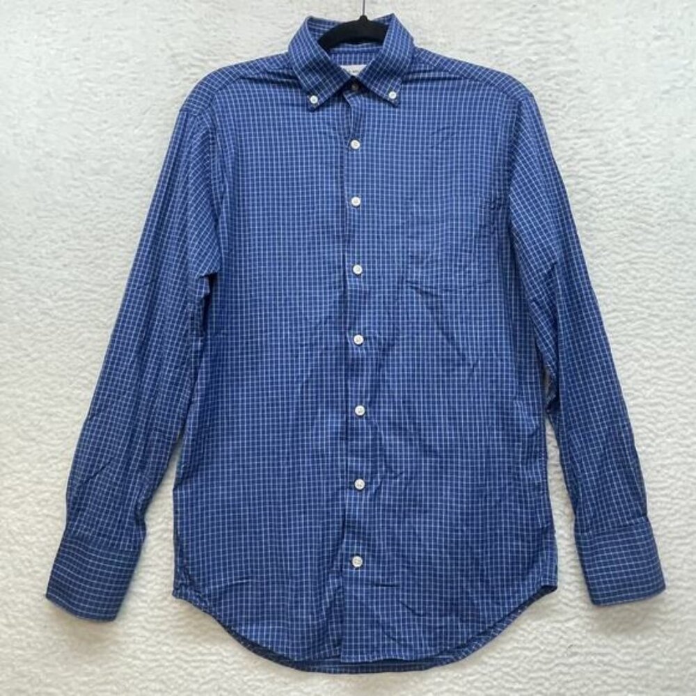 Peter Millar Shirt Mens Small Blue Plaid Button Down Performance Stretch Golf